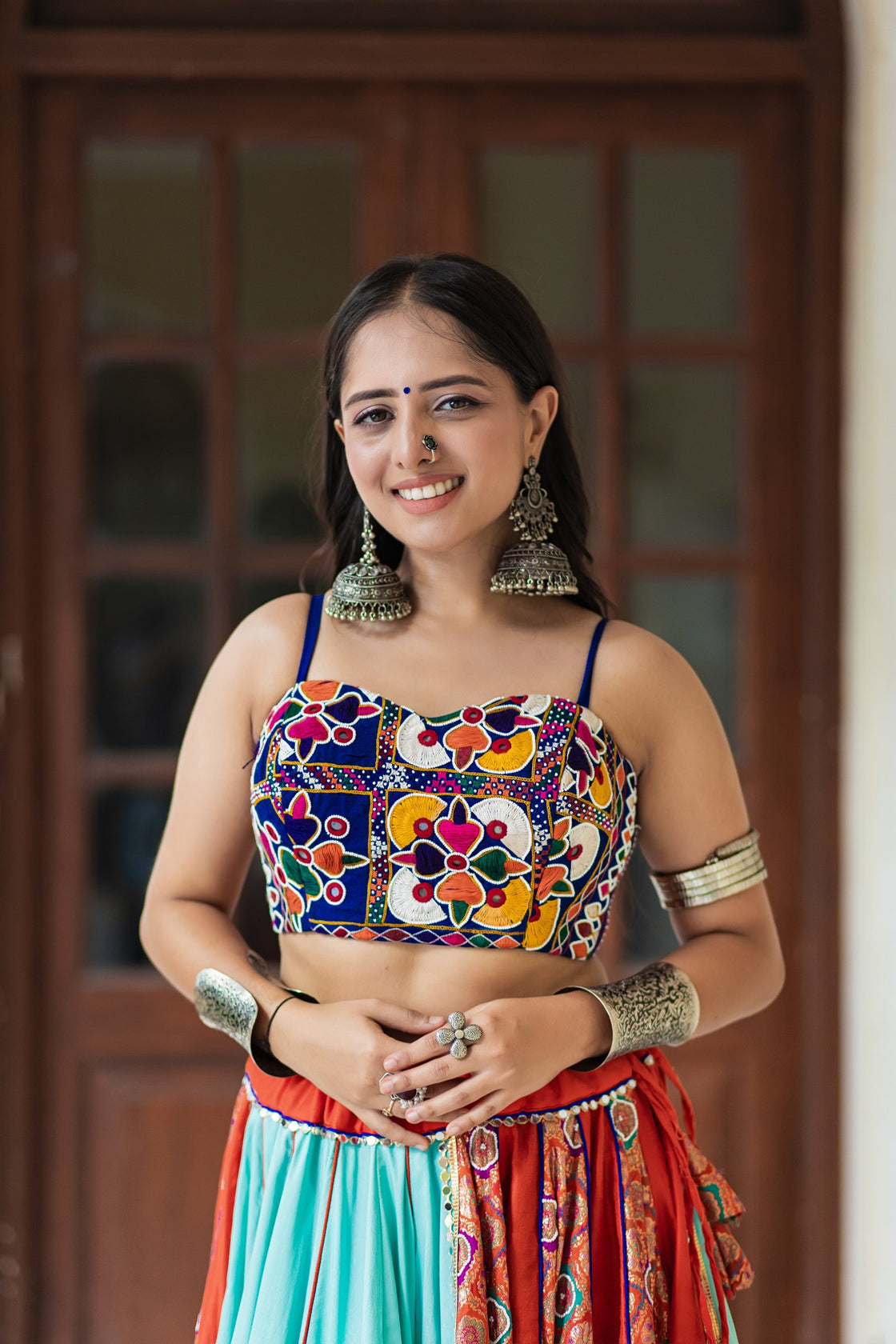 Vibrant Multicolor Embroidered Navratri Lehenga Choli