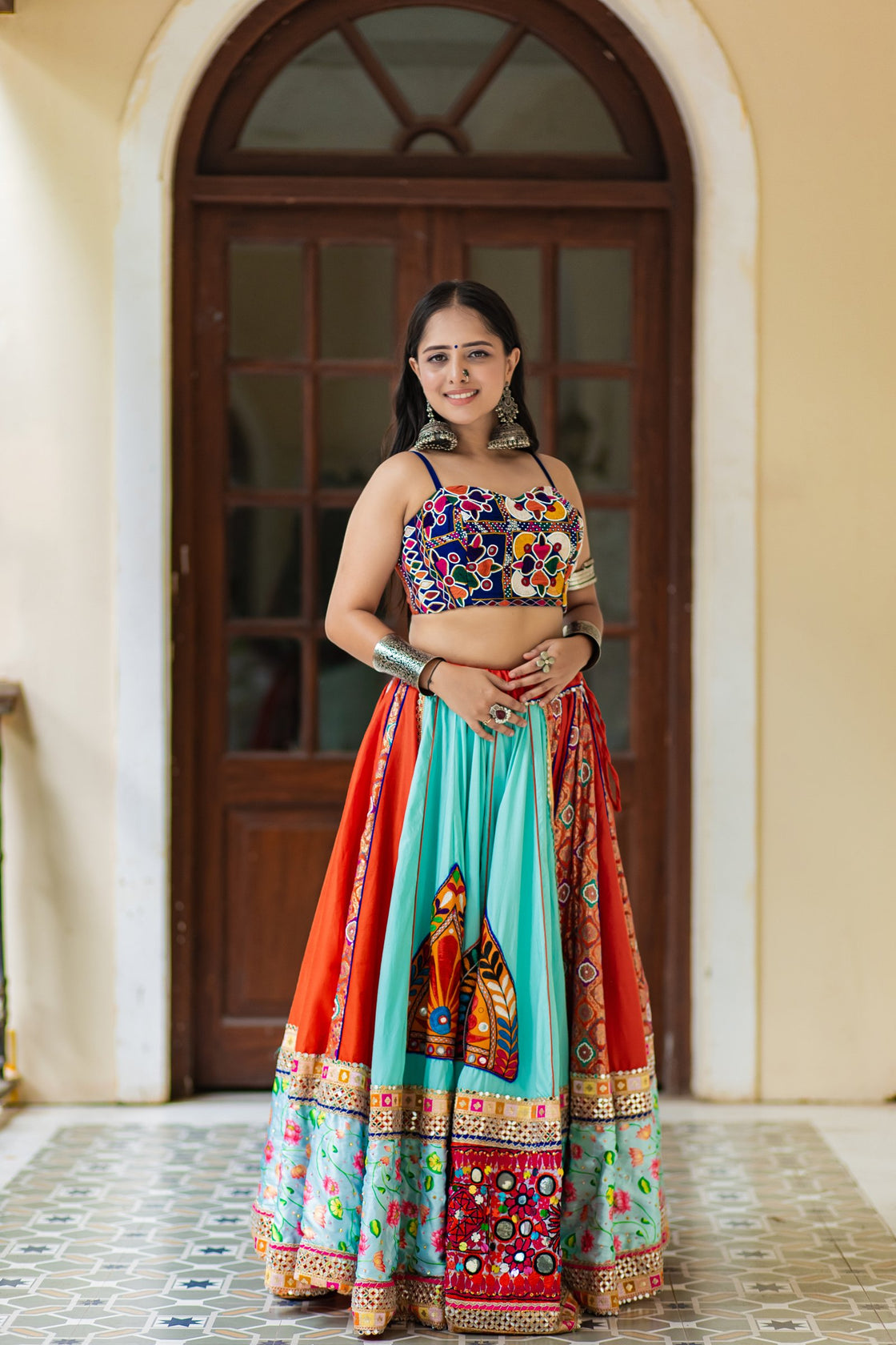 Vibrant Multicolor Embroidered Navratri Lehenga Choli
