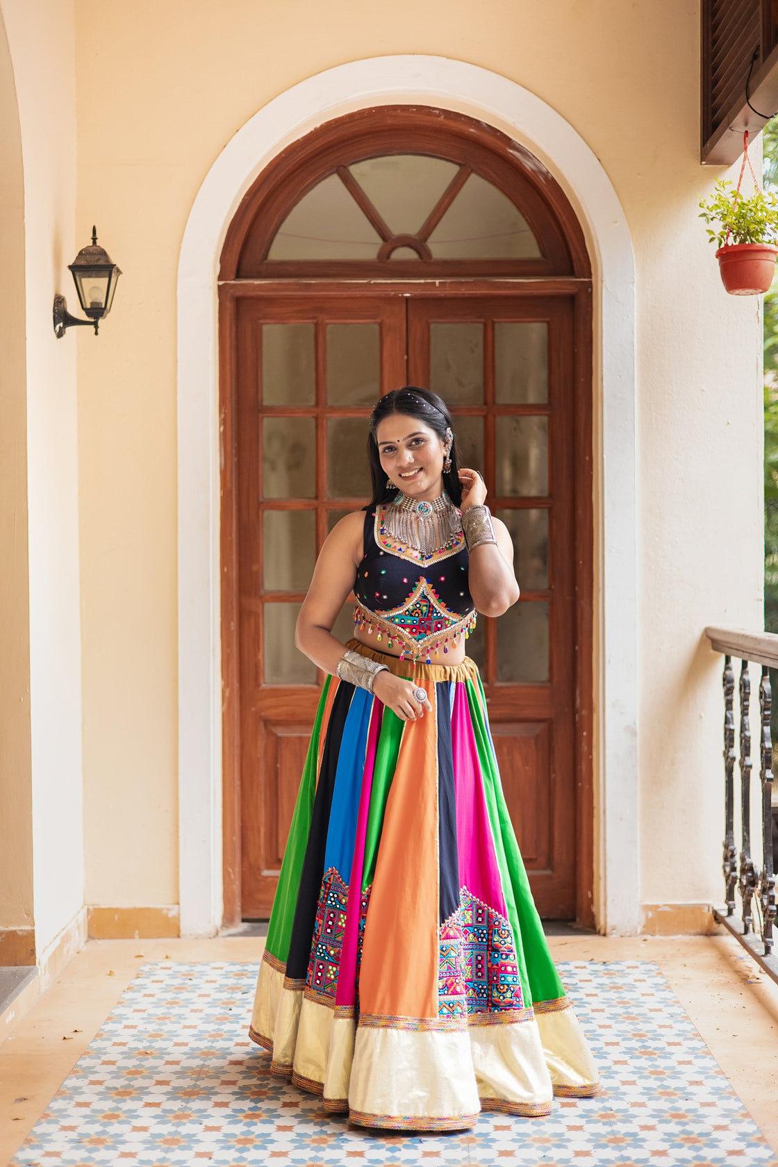 Multi-Color Ghaghra with Black Dupatta