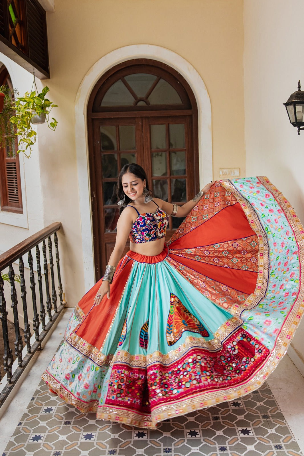 Vibrant Multicolor Embroidered Navratri Lehenga Choli